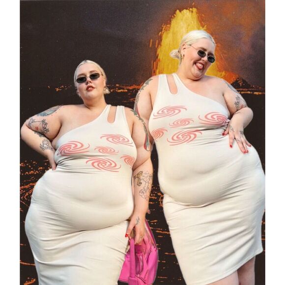 Hot Lava OOC Out of Control! Midi Dress w/ Asymmetrical Shoulder Strap 4X, NWOT - Picture 9 of 10